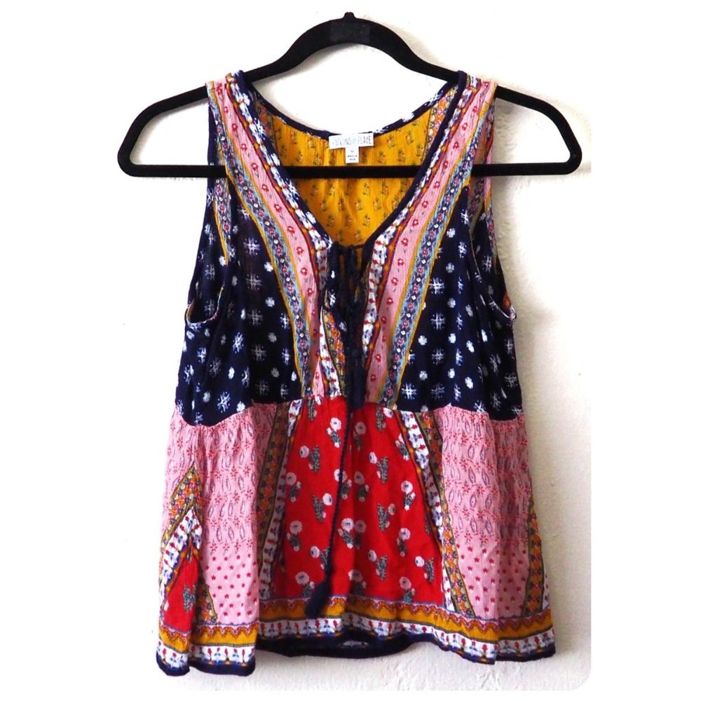 * Patrons Of Peace Patchwork Boho Sleeveless Top